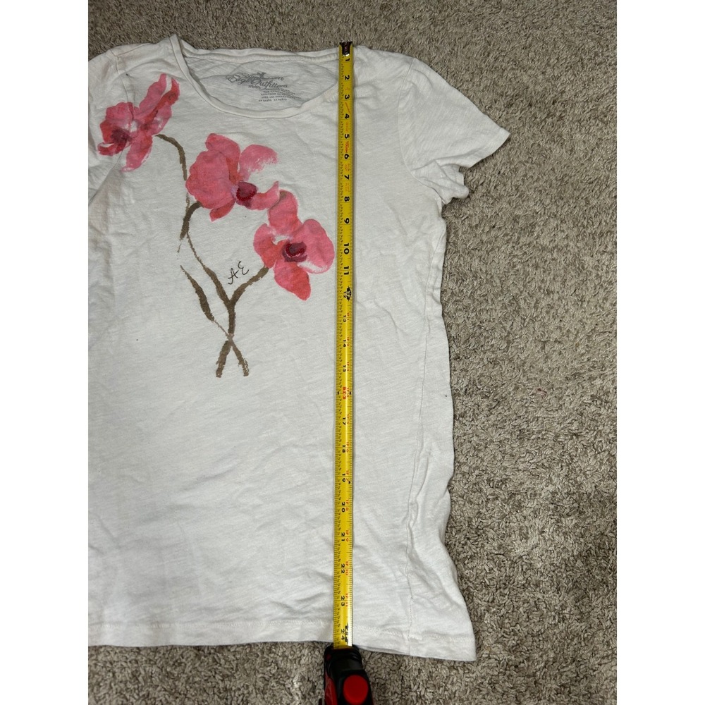 Y2K Vintage American Eagle Outfitters White Floral Graphic T-Shirt Baby Tee‎ M - Picture 6 of 7